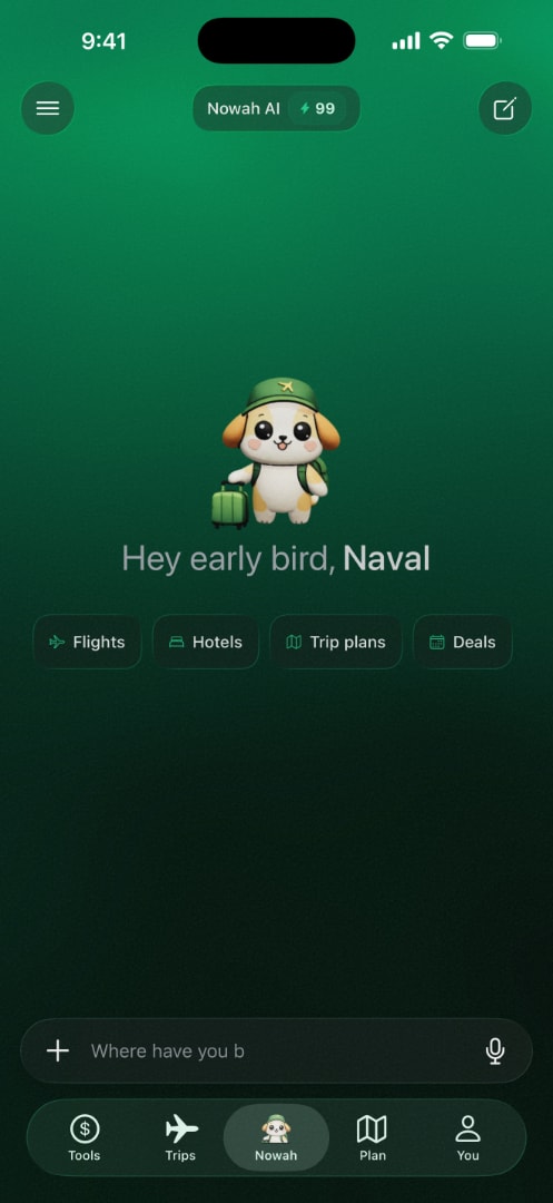 Nowah app home